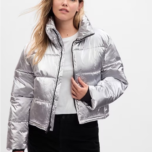 GAP Silver Puffer Jacket NWT - Picture 7 of 8